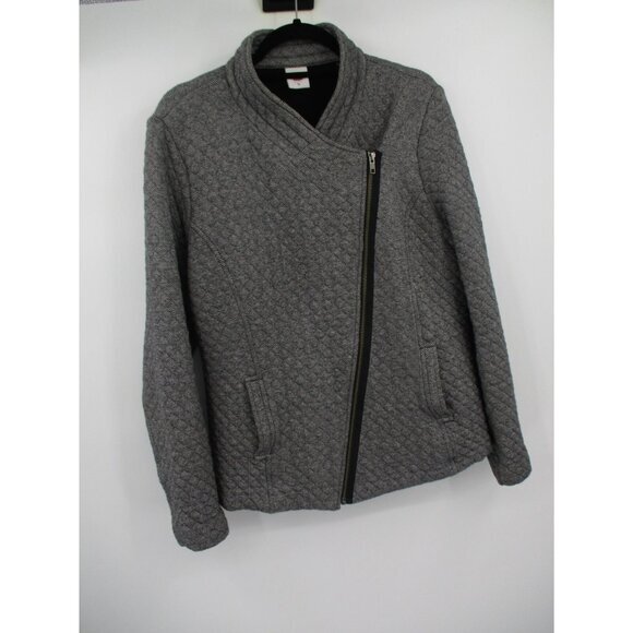 CAbi Womens Jacket L Zip Quilted Moto Jacket Herringbone Ladies Zipper Casual - Picture 1 of 16
